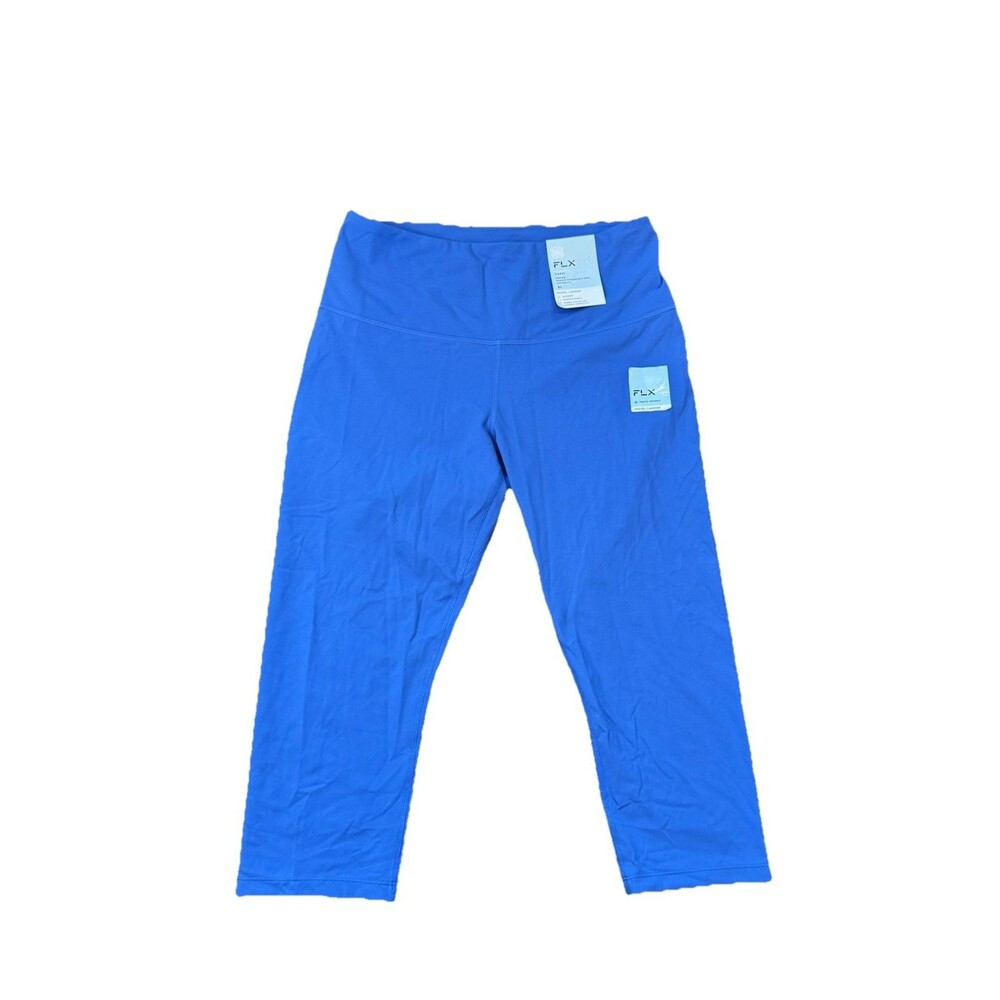 FLX Leggings Capri XL Blue Stretch High Rise Affirmation 7/8 Active NWT Women's